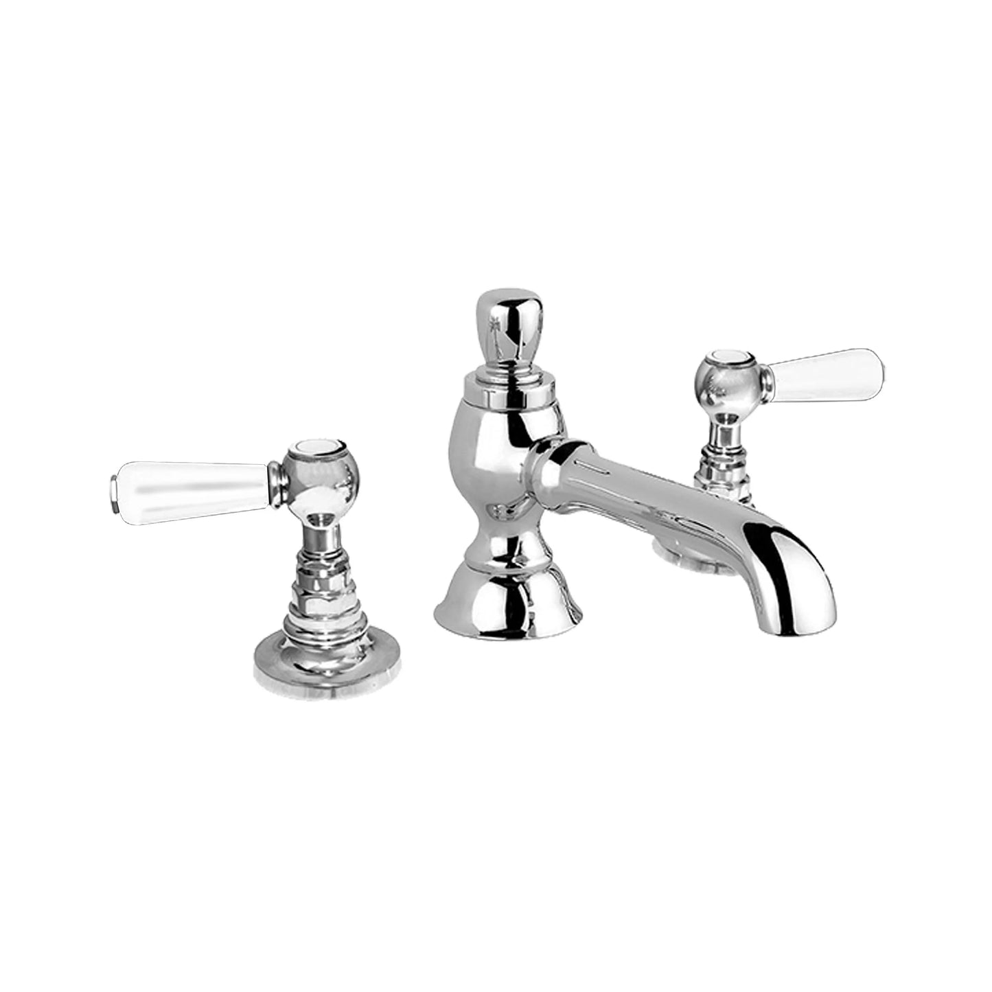 Aquadesign Products Widespread Lav – Drain Included (Regent R1024L) - Chrome w/White Handle