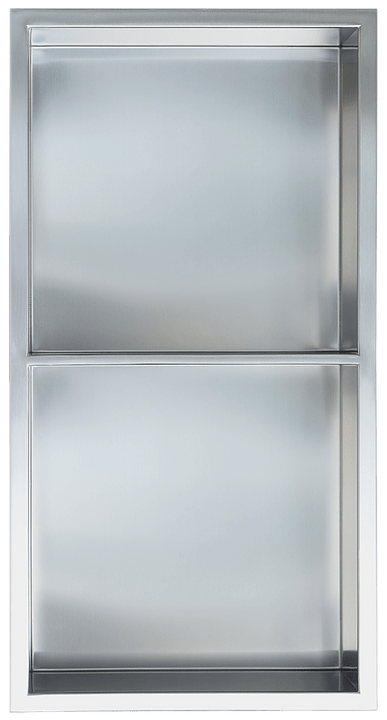 Gena Decor 12" x 24" Stainless Steel Niche Brushed with Shelf (50/50) - Renoz