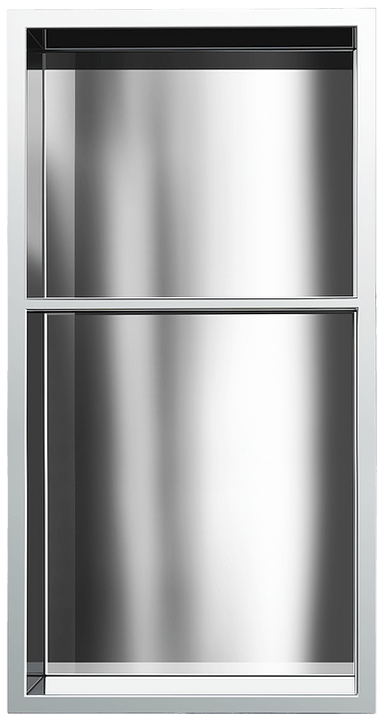 Gena Decor 12" x 24" Stainless Steel Niche Chrome with Shelf (60/40) - Renoz