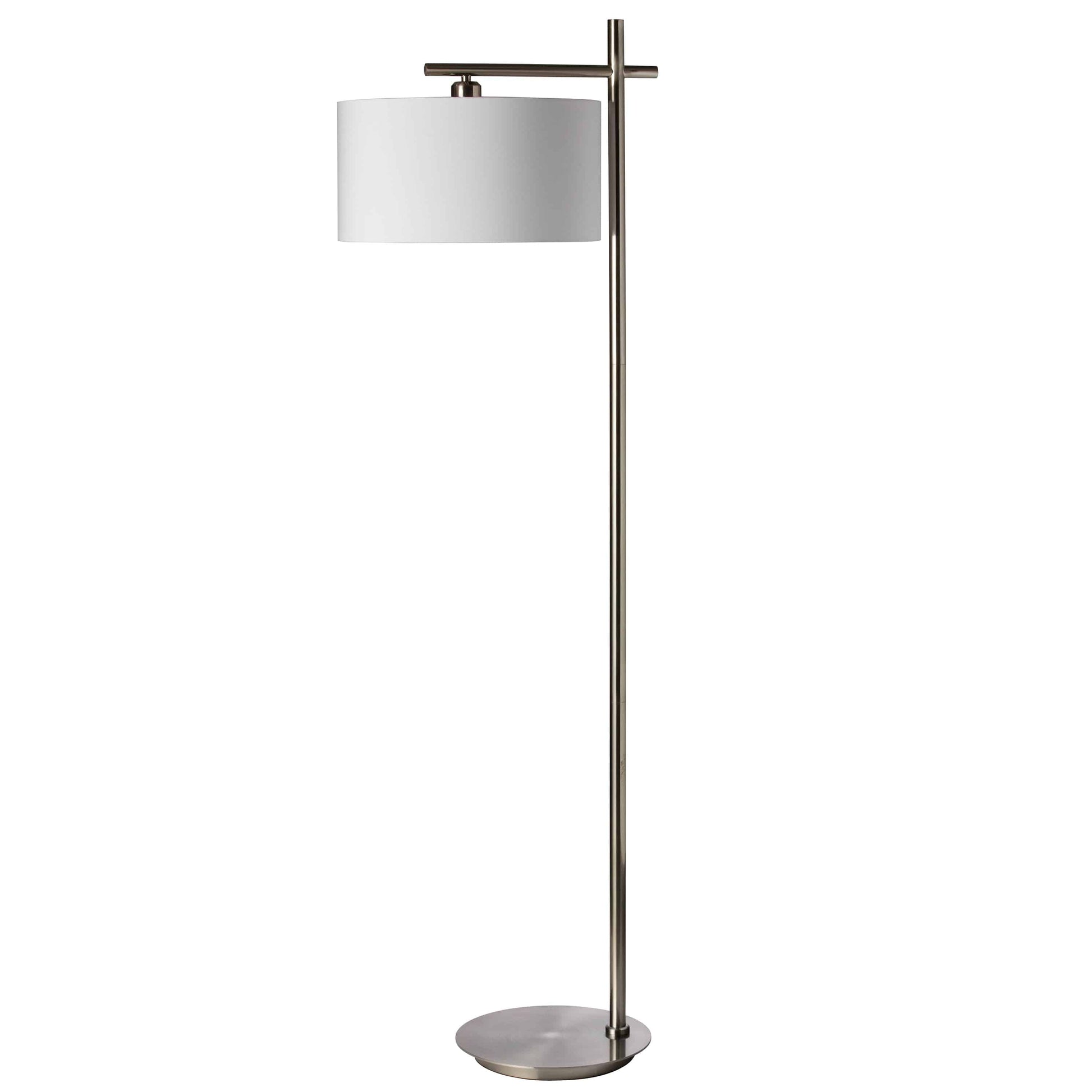 Dainolite 1 Light Floor Lamp, Satin Chrome Finish - Renoz