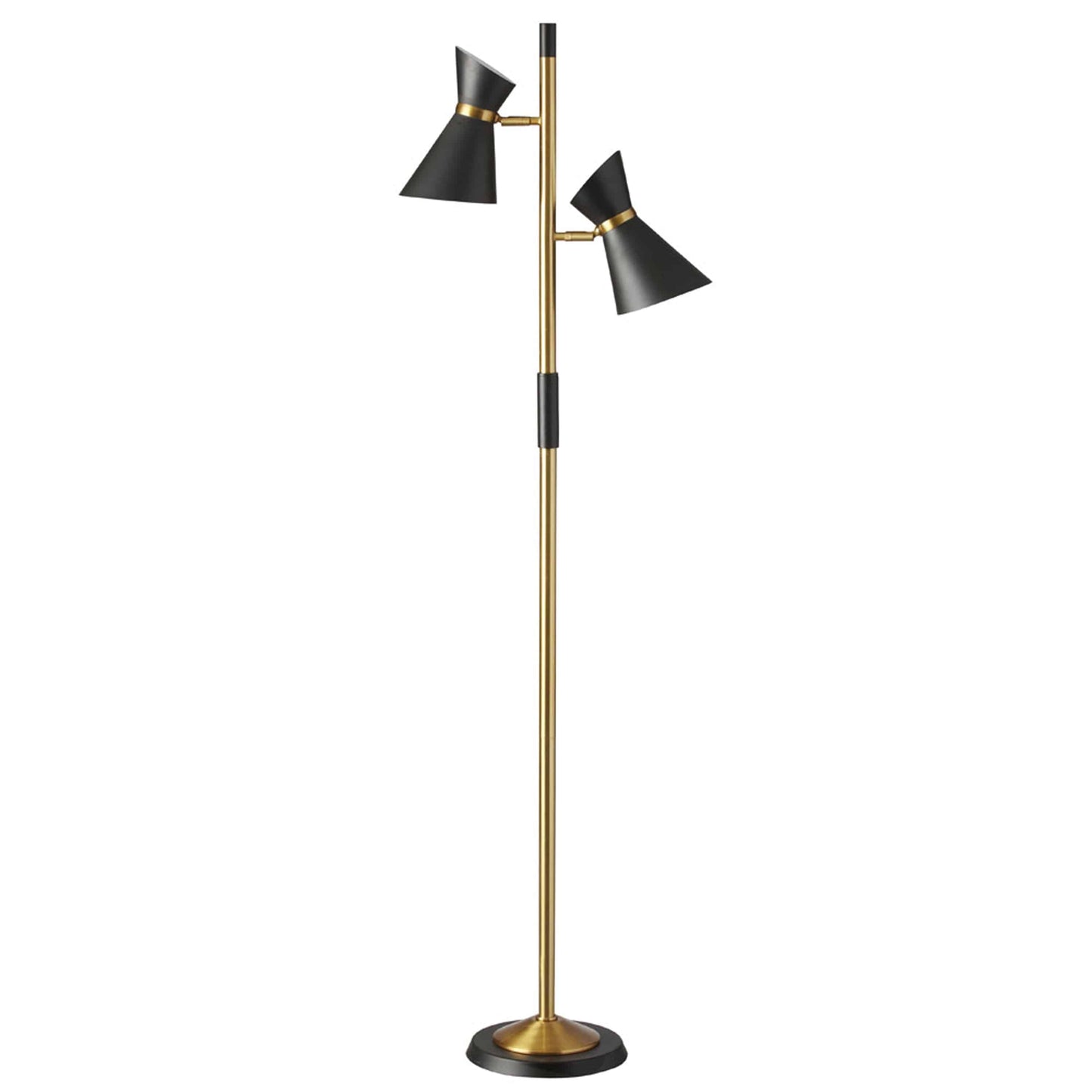 Dainolite 2 Light Floor Lamp, Matte Black/Vintage Bronze Base - Renoz