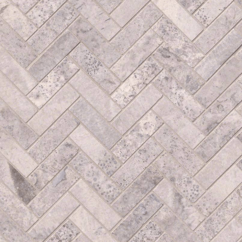 MSI SILVER TRAVERTINE HERRINGBONE PATTERN HONED - Renoz