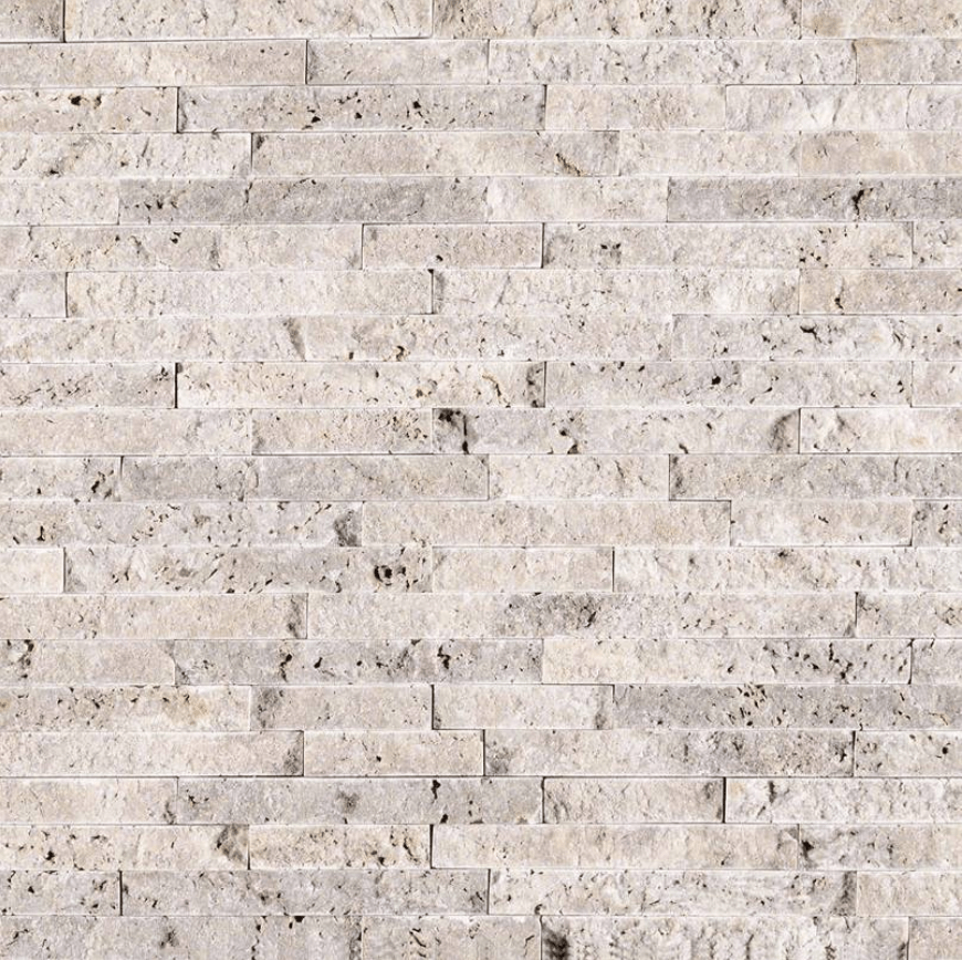 MSI Backsplash and Wall Tile Silver Travertine Splitface Interlocking Mosaic - Renoz