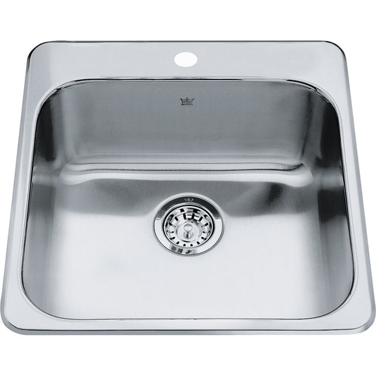 Kindred 20" x 20.5" Steel Queen Single Hole Single Bowl Drop-in Sink Stainless Steel - Renoz