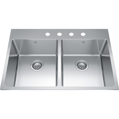 Kindred Brookmore 32.87" x 22" Drop in Double Bowl Stainless Steel Kitchen Sink - Renoz