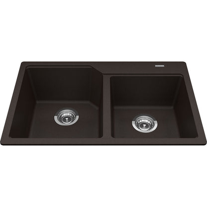 Kindred Granite 30.68" x 19.68" Drop-in Double Bowl Kitchen Sink Mocha - Renoz