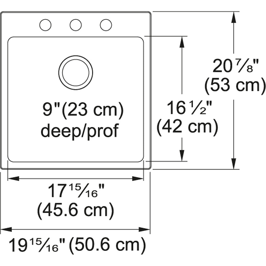 Kindred Brookmore 19.93" x 20.86" Drop in Single Bowl Stainless Steel Kitchen Sink - Renoz