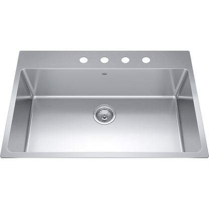 Kindred Brookmore 32.87" x 22" Drop in Single Bowl 4-Hole Stainless Steel Kitchen Sink - Renoz