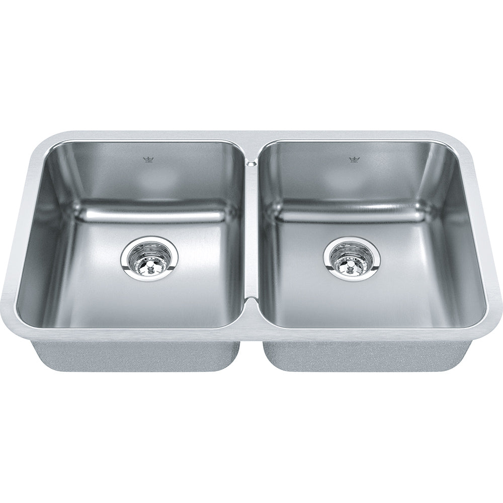 Kindred Steel Queen 32.87" x 18.75" Double Bowl Undermount 20 Gauge Kitchen Sink Stainless Steel - Renoz