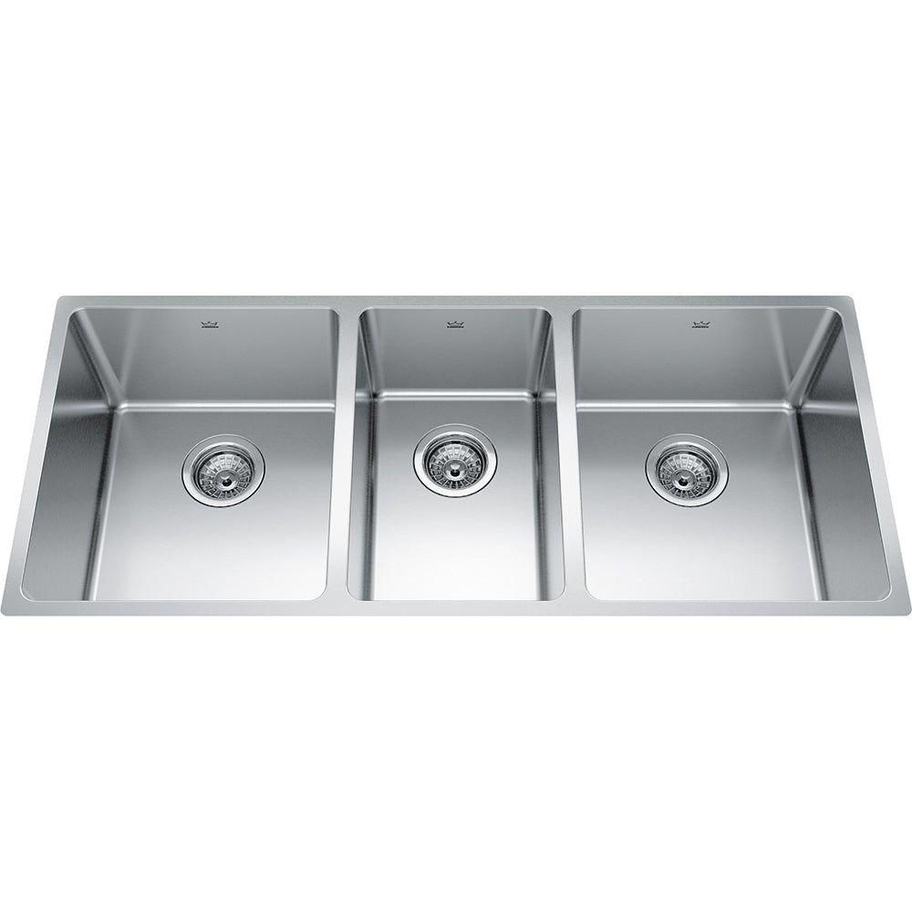 Kindred Brookmore 41.5" x 18.12" Undermount Triple Bowl Stainless Steel Kitchen Sink - Renoz