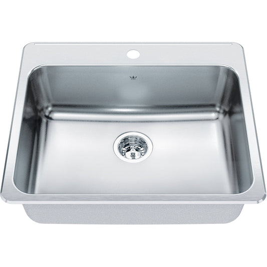 Kindred Steel Queen 25.25" x 22" Stainless Steel 20 Gauge Single Bowl Drop-In 1-Hole Kitchen Sink - Renoz