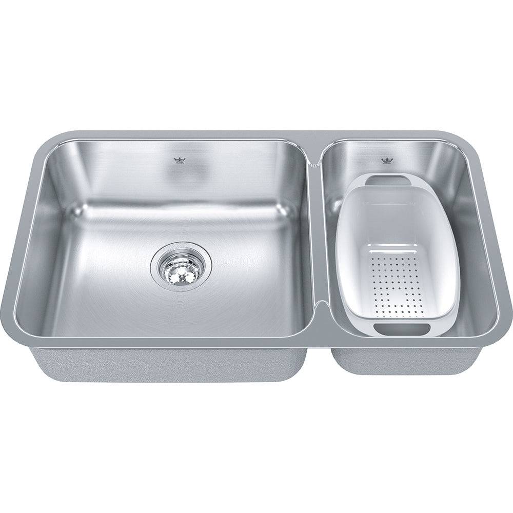 Kindred Steel Queen 30.87" x 17.75" Double Bowl Undermount Kitchen Sink No Hole 20 Gauge Stainless Steel Satin - Renoz