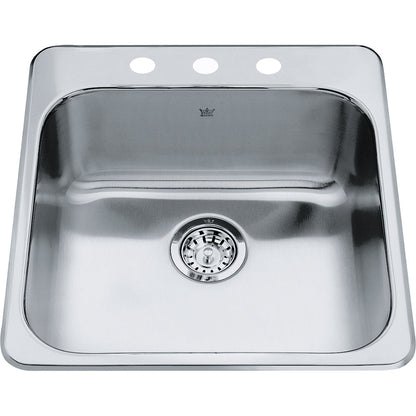 Kindred Steel Queen 20" x 20.5" Stainless Steel Single Bowl Drop-in 20 Gauge Kitchen Sink - Renoz