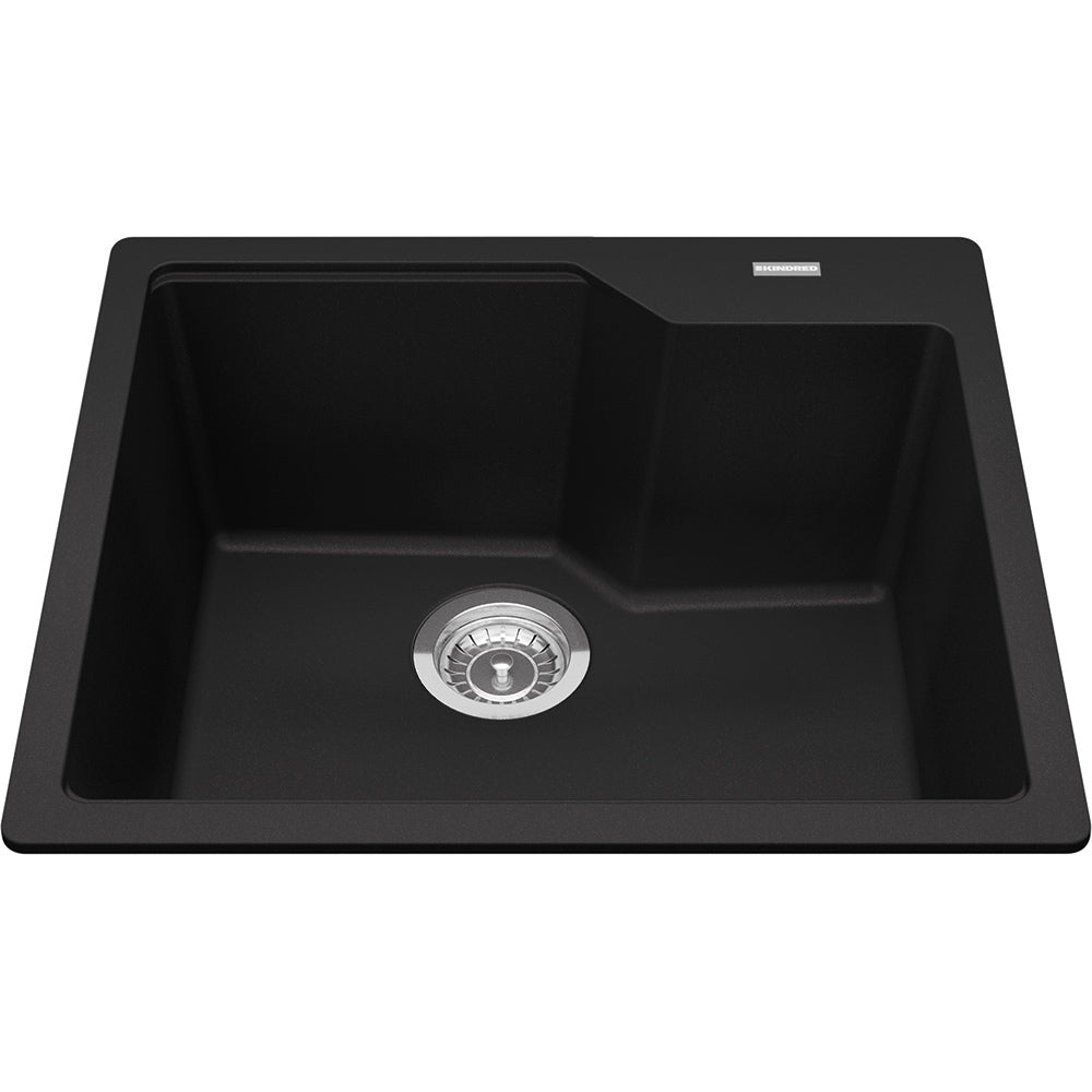 Kindred Granite Series 22" x 19.68" Drop In Single Bowl Granite Kitchen Sink in Matte Black - Renoz