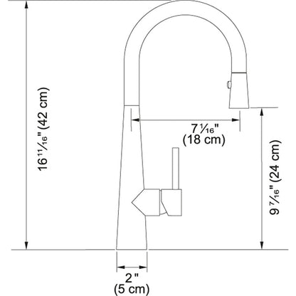 Franke 16-11/16" High-Arch Gooseneck Single Lever Handle Pull-Out Spray Kitchen Faucet Stainless Steel - Renoz