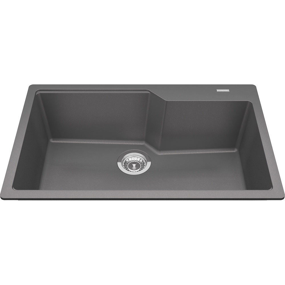 Kindred Granite 30.68" x 19.68" Drop-in Single Bowl Kitchen Sink Shadow Grey - Renoz