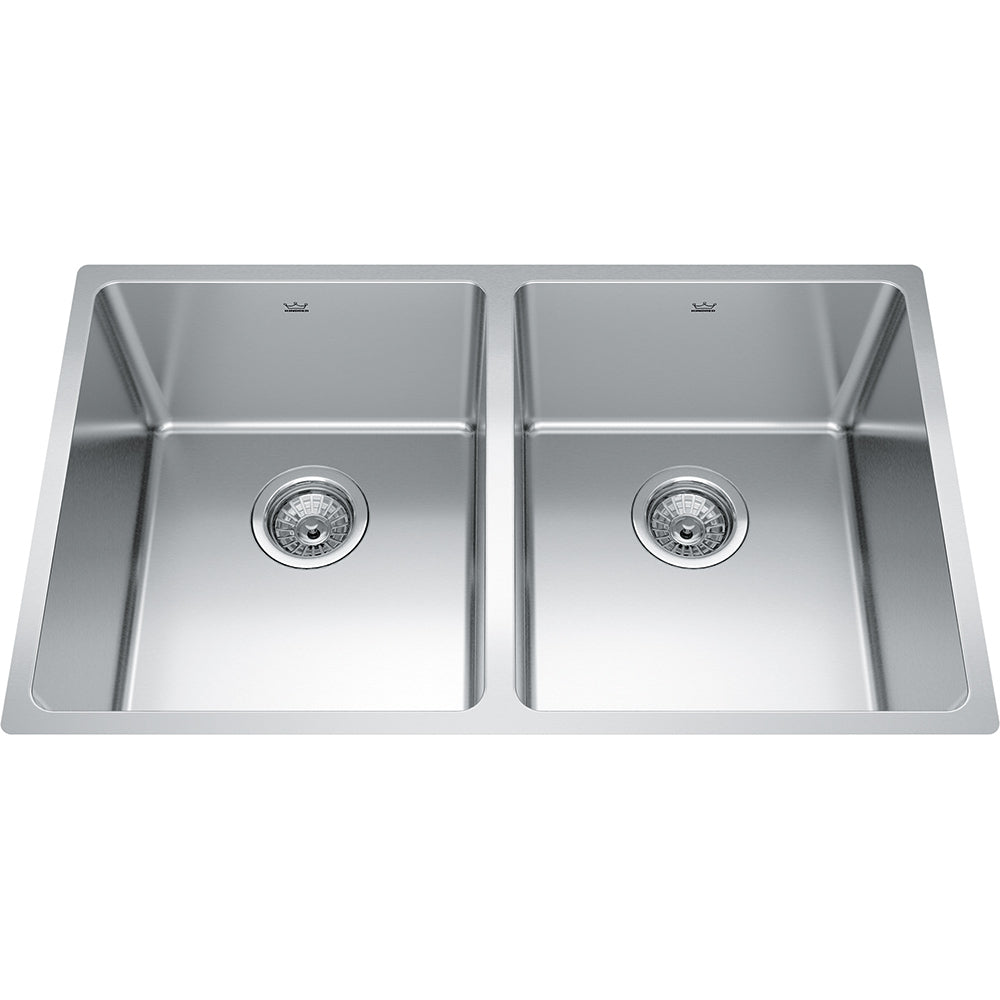 Kindred Brookmore 30.5" x 18.12" Drop-In Undermount Kitchen Sink, 2 Bowls, Stainless Steel - Renoz