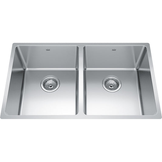 Kindred Brookmore 30.5" x 18.12" Drop-In Undermount Kitchen Sink, 2 Bowls, Stainless Steel - Renoz