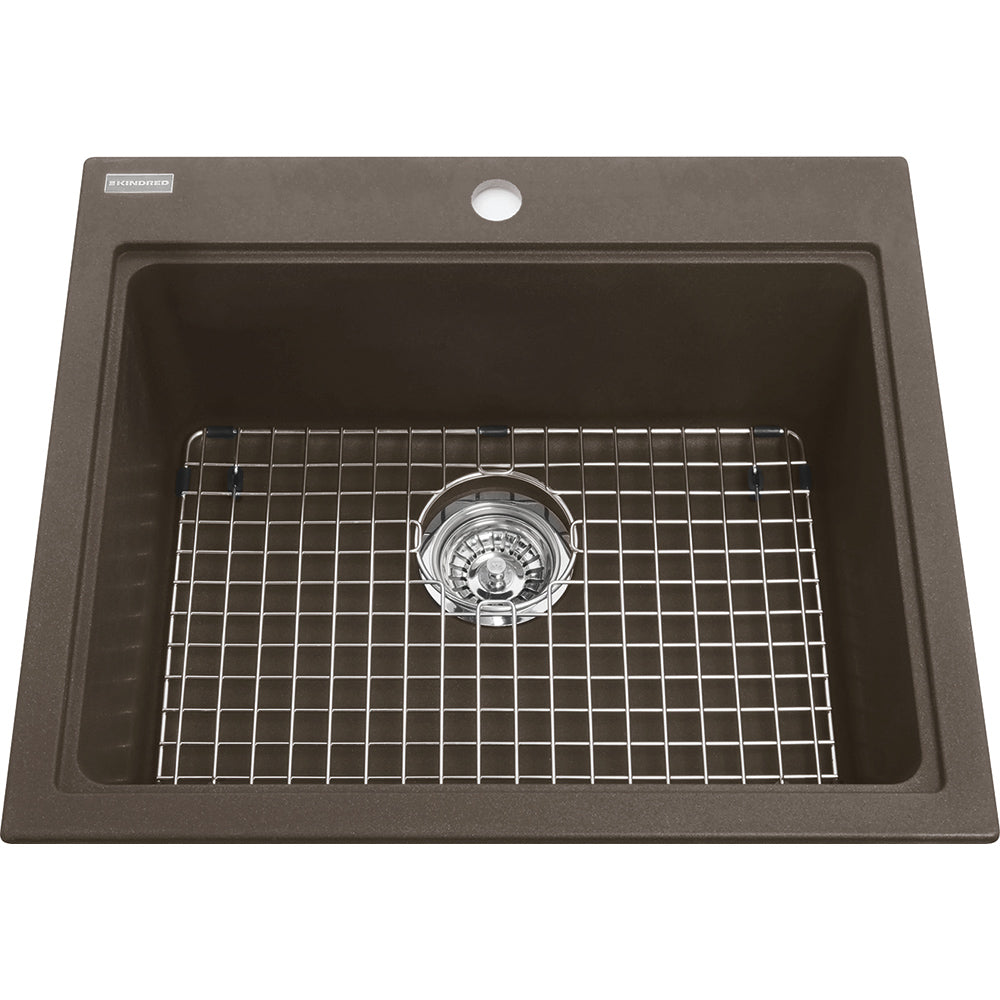 Kindred Mythos 23" x 20.5" Single Bowl Drop-in Granite Sink Granite Storm - Renoz