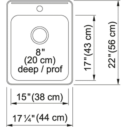 Kindred Steel Queen 17.25" x 22" Stainless Steel 20 Gauge Single Bowl Drop-In 1-Hole Kitchen Sink - Renoz