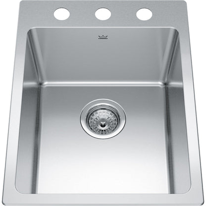 Kindred Brookmore 16" x 20.86" Drop in Single Bowl Stainless Steel Kitchen Sink - Renoz