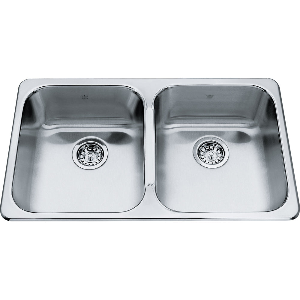 Kindred Steel Queen 31.25" x 18.44" Double Bowl Drop-in 20 Gauge Kitchen Sink Stainless Steel - Renoz