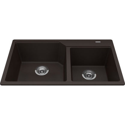 Kindred Granite 34" x 19.68" Drop-in Double Bowl Kitchen Sink Mocha - Renoz