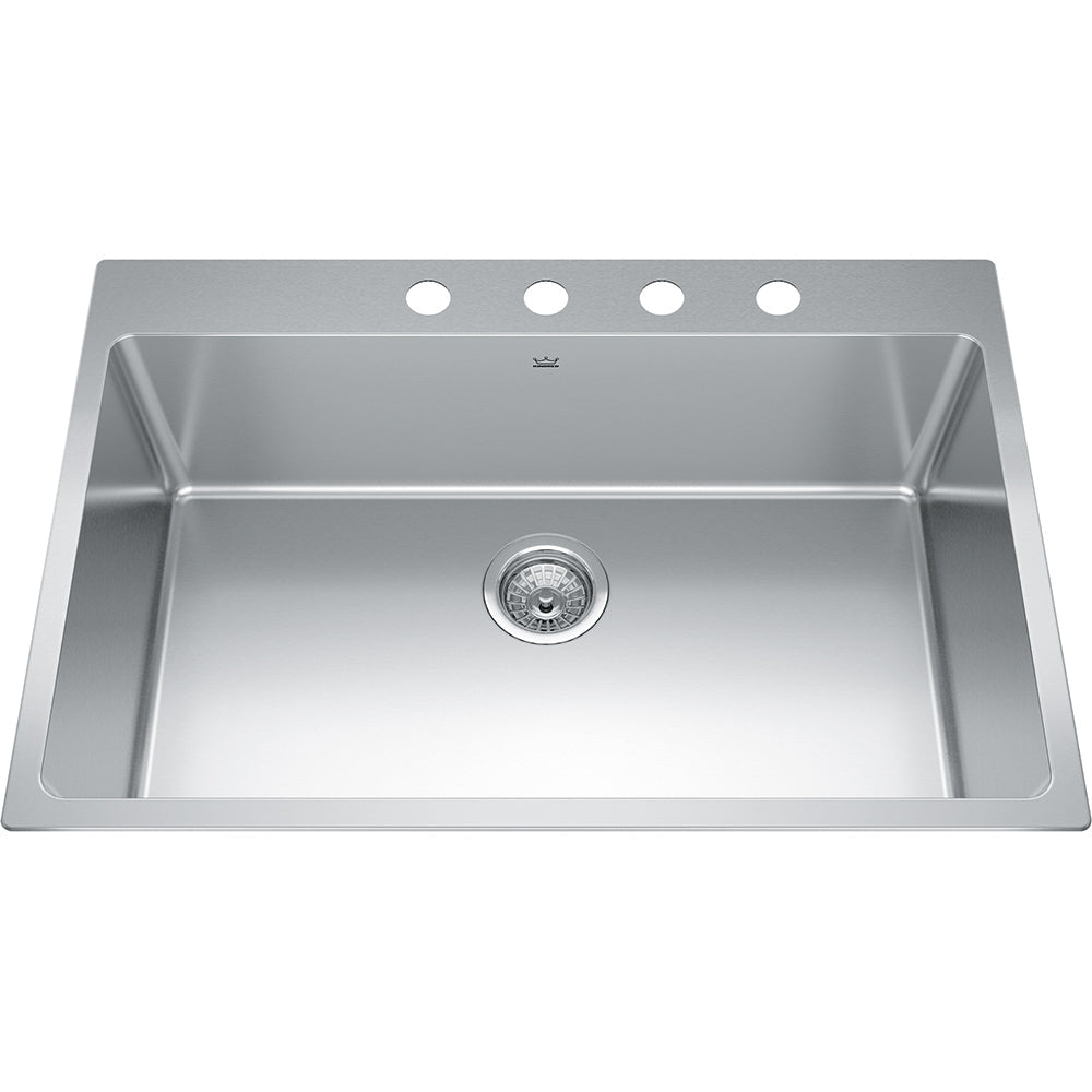 Kindred Brookmore 30.87" x 20.87" Drop in Single Bowl Stainless Steel Kitchen Sink (4 Hole Cut) - Renoz