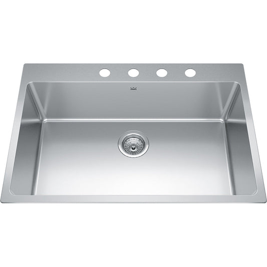 Kindred Brookmore 30.87" x 20.87" Drop in Single Bowl Stainless Steel Kitchen Sink (4 Hole Cut) - Renoz