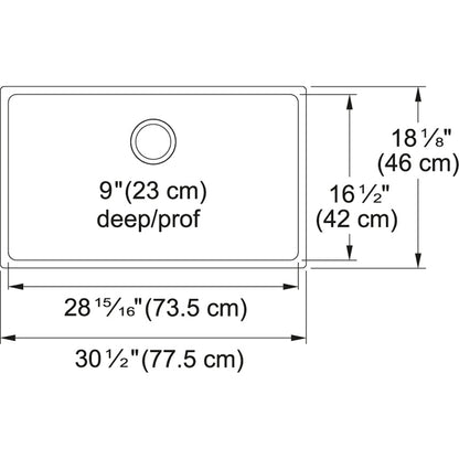 Kindred Brookmore 30.5" x 18.12" Undermount Single Bowl Stainless Steel Kitchen Sink - Renoz