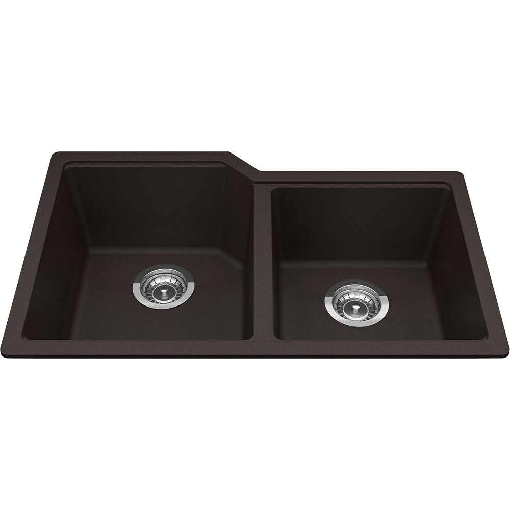 Kindred Granite 30.68" x 19.68" Undermount Double Bowl Kitchen Sink Mocha - Renoz