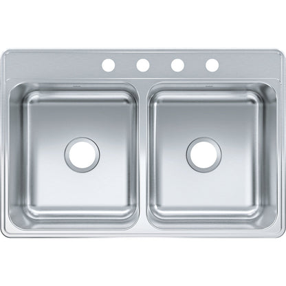 Kindred Creemore 33" x 22" Drop In Double Bowl 4-Hole Stainless Steel Kitchen Sink - Renoz