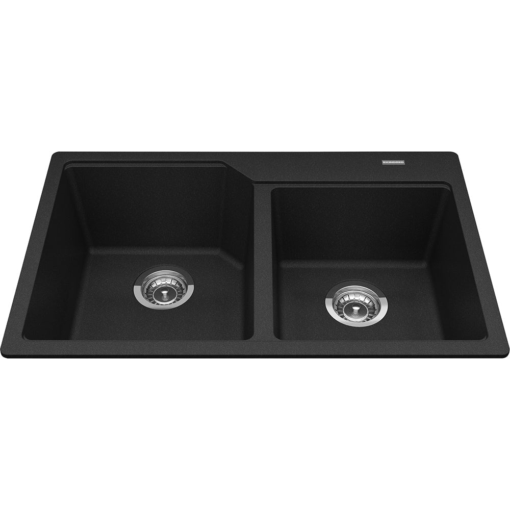 Kindred Granite 30.68" x 19.68" Drop-in Double Bowl Kitchen Sink Onyx - Renoz