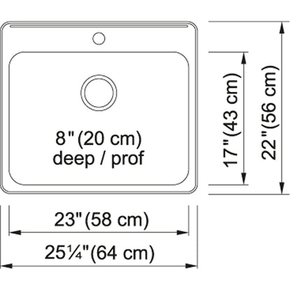 Kindred Steel Queen 25.25" x 22" Stainless Steel 20 Gauge Single Bowl Drop-In 1-Hole Kitchen Sink - Renoz