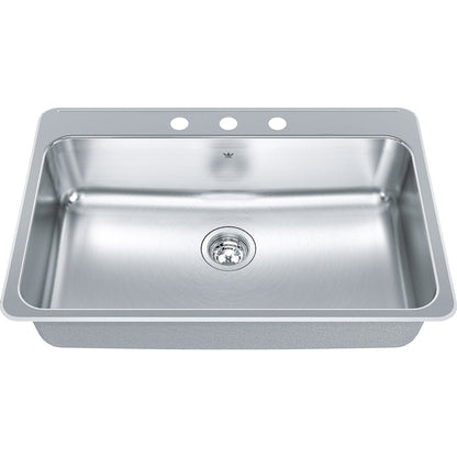 Kindred 31.25" x 20.5" 3-Hole Single Bowl Drop-in Sink Stainless Steel - Renoz