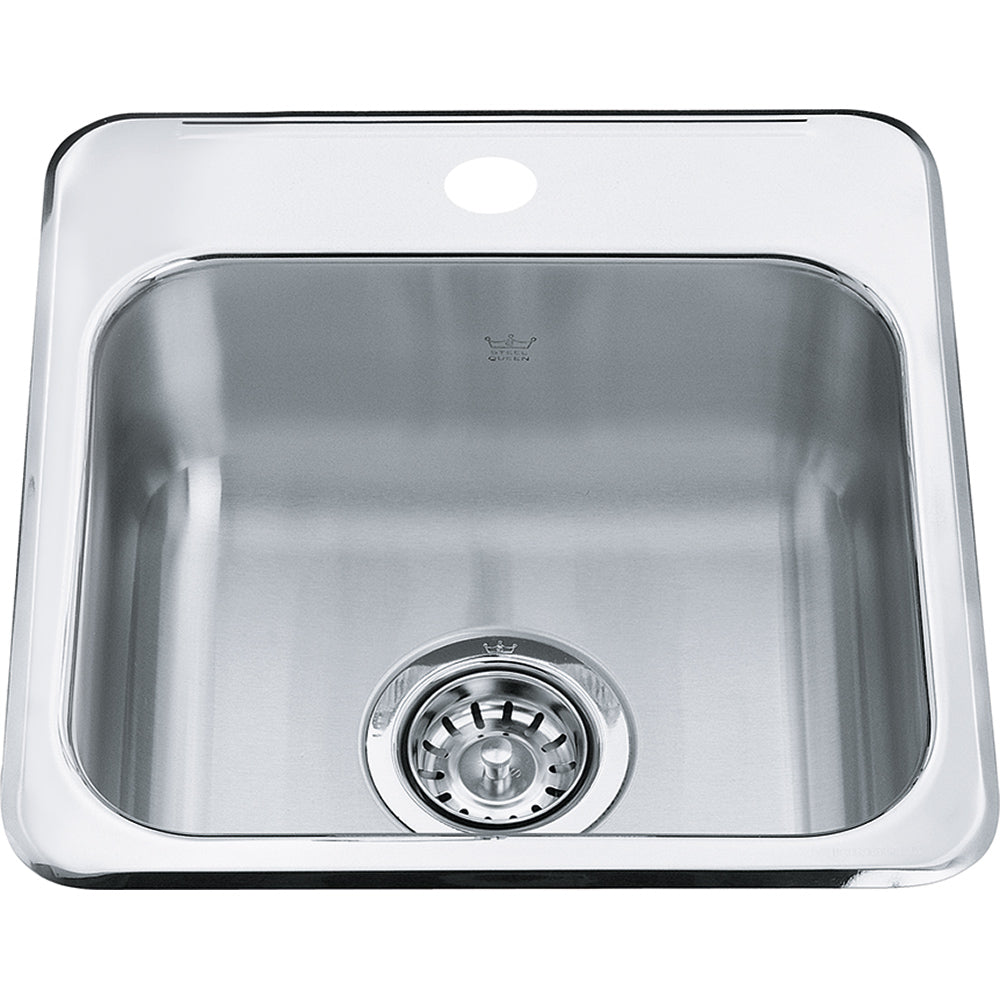 Kindred Steel Queen 15.13" x 15.44" Stainless Steel Single Bowl Drop-in 20 Gauge Bar Sink - Renoz