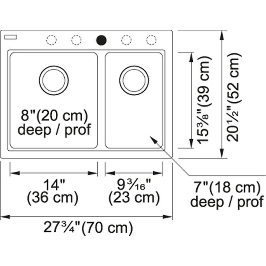 Kindred Mythos 27.75" x 20.5" Double Bowl Drop-in Kitchen Sink With Bottom Grid and Waste Fittings Granite Onyx - Renoz