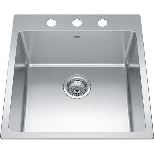 Kindred Brookmore 19.93" x 20.86" Drop in Single Bowl Stainless Steel Kitchen Sink - Renoz