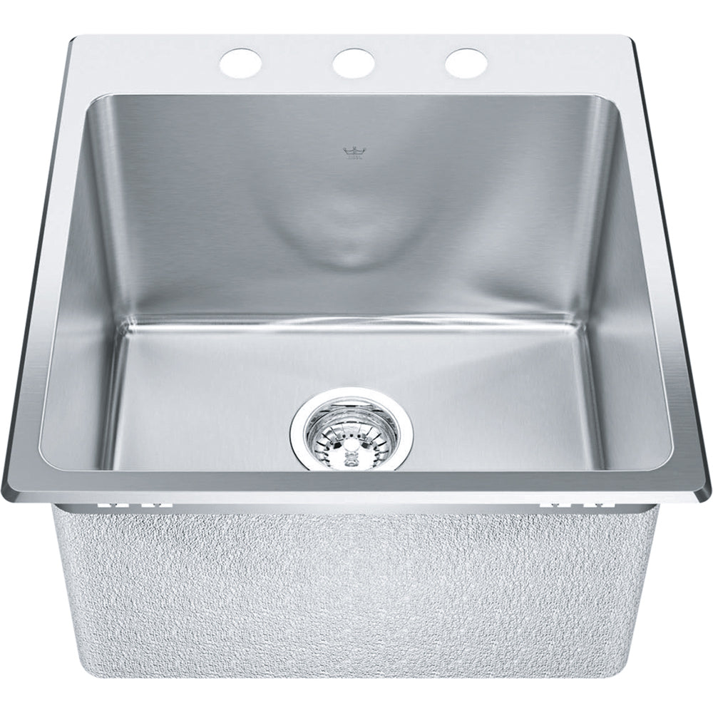 Kindred Steel Queen 20.13" x 20.56" 3-hole Single Bowl Dual Mount Sink Stainless Steel - Renoz