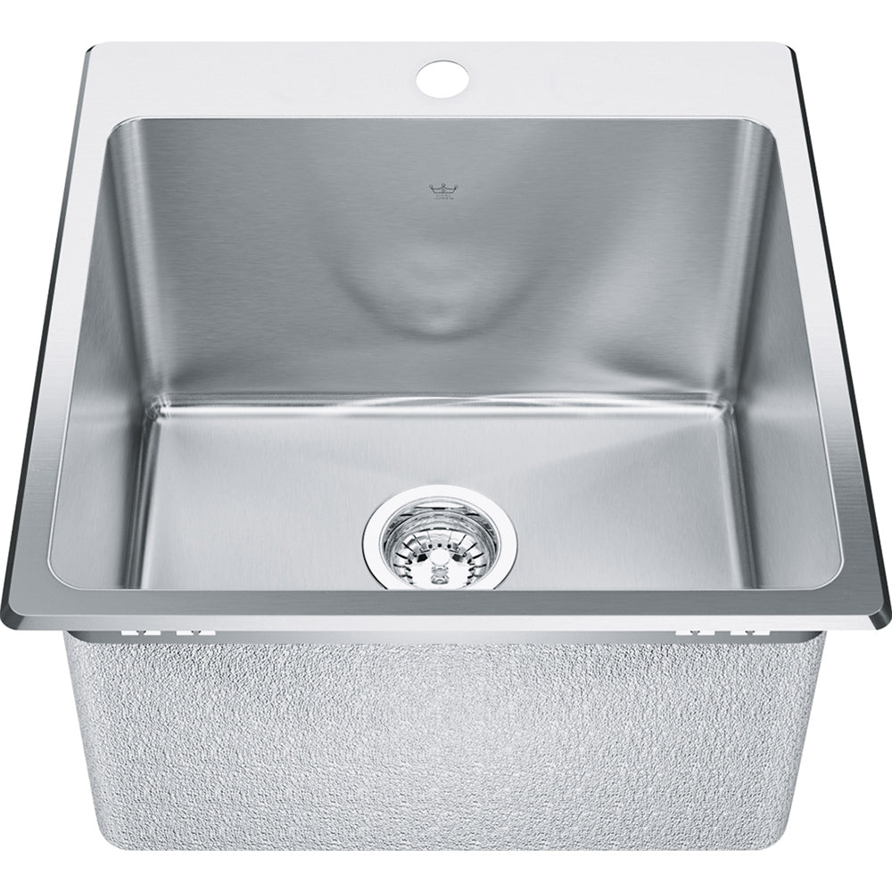 Kindred Steel Queen 20.13" x 20.56" 1-Hole Single Bowl Dual Mount Laundry Sink Stainless Steel - Renoz