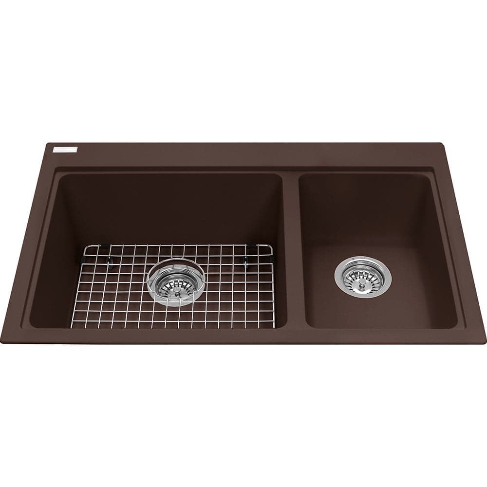 Kindred Mythos 31.56" x 20.5" Double Bowl Drop-in Kitchen Sink Granite Espresso - Renoz