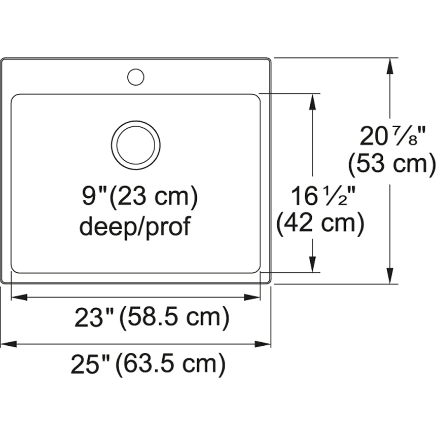 Kindred Brookmore 25" x 20.86" Drop in Single Bowl Stainless Steel Kitchen Sink - Renoz