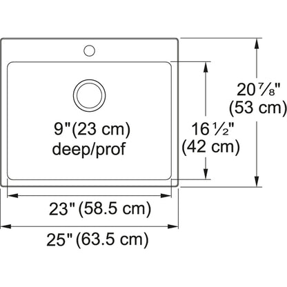 Kindred Brookmore 25" x 20.86" Drop in Single Bowl Stainless Steel Kitchen Sink - Renoz