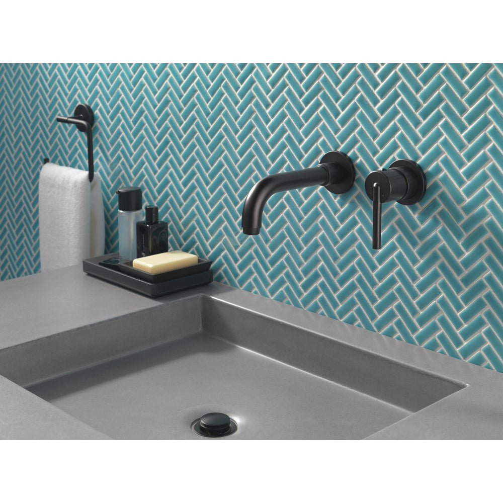 Delta TRINSIC Single Handle Wall Mount Bathroom Faucet Trim -Matte Black (Valves Sold Separately)