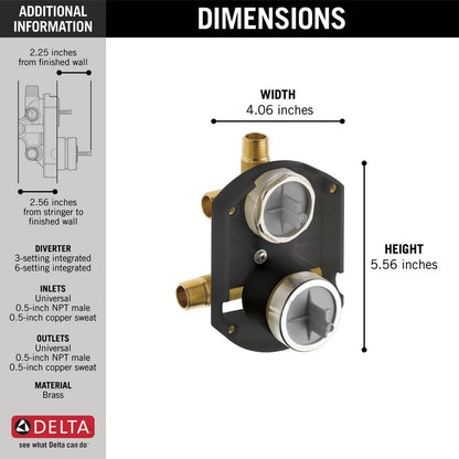 Delta MultiChoice Universal Integrated Shower Diverter Rough Universal Inlets / Outlets