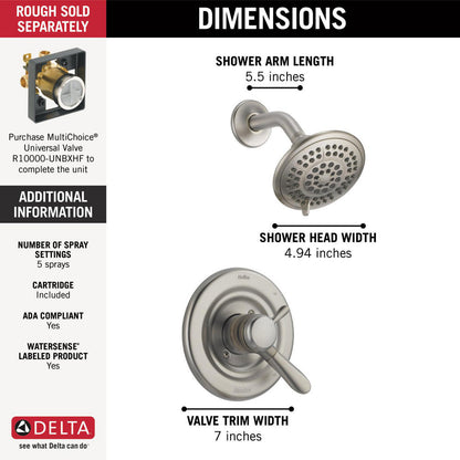 Delta LAHARA Monitor 17 Series Shower Trim -Stainless Steel (Valve Not Included)