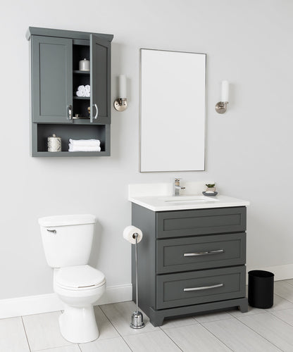 Stonewood Modern Shaker Moss Grey Premium Painted Freestanding Vanity with Countertop and Sink