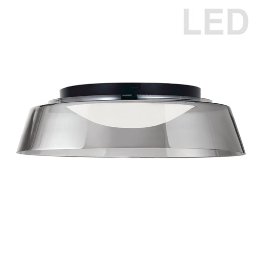 Dainolite 35W LED Matte Black Flush Mount with Smoked Glass - Renoz