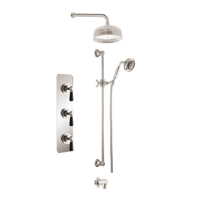 Aquadesign Products Shower Kit (Regent 3712RL) - Brushed Nickel w/Black Handle