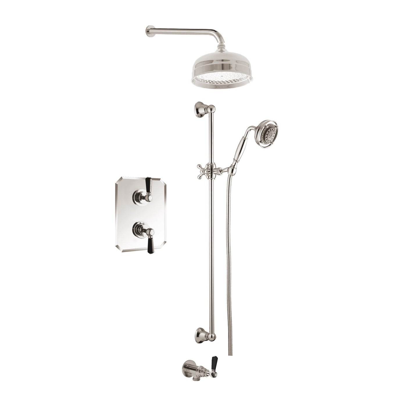 Aquadesign Products Shower Kit (Regent 37RL) - Polished Nickel w/Black Handle